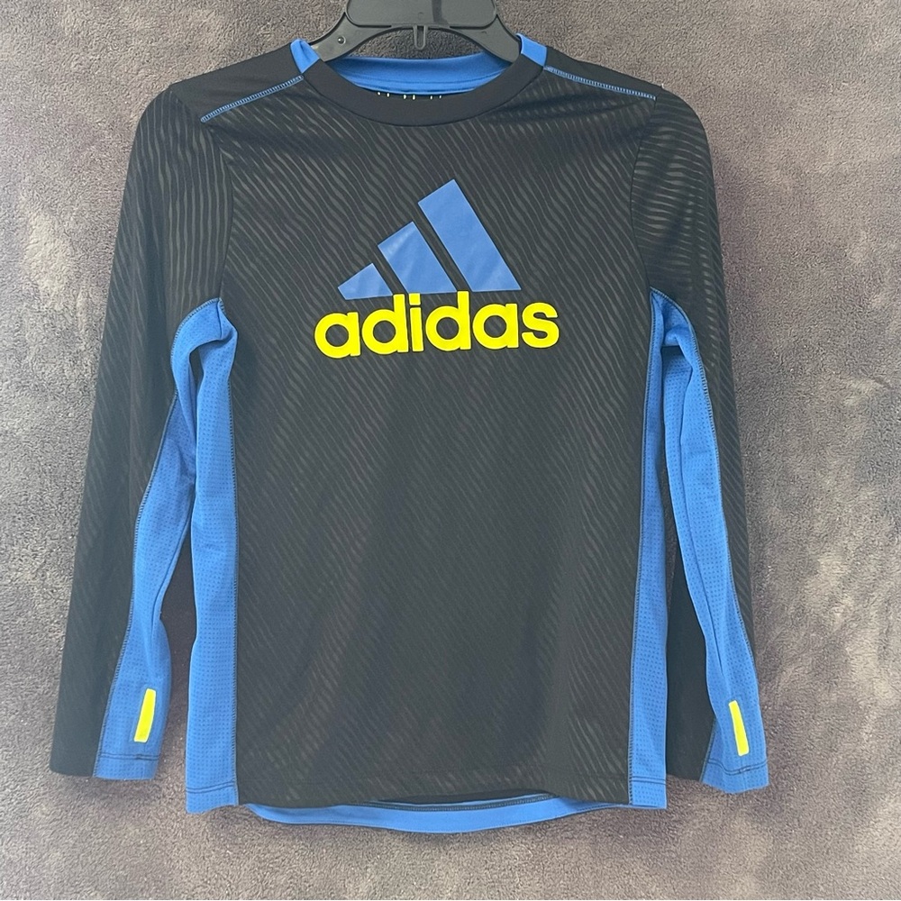 Adidas Black and Blue Climacool top with thumbholes